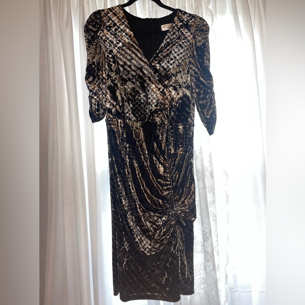 Pattern printed rushed dress